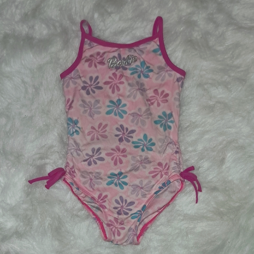 2002 Y2K Barbie Pink and Purple Floral Swimsuit